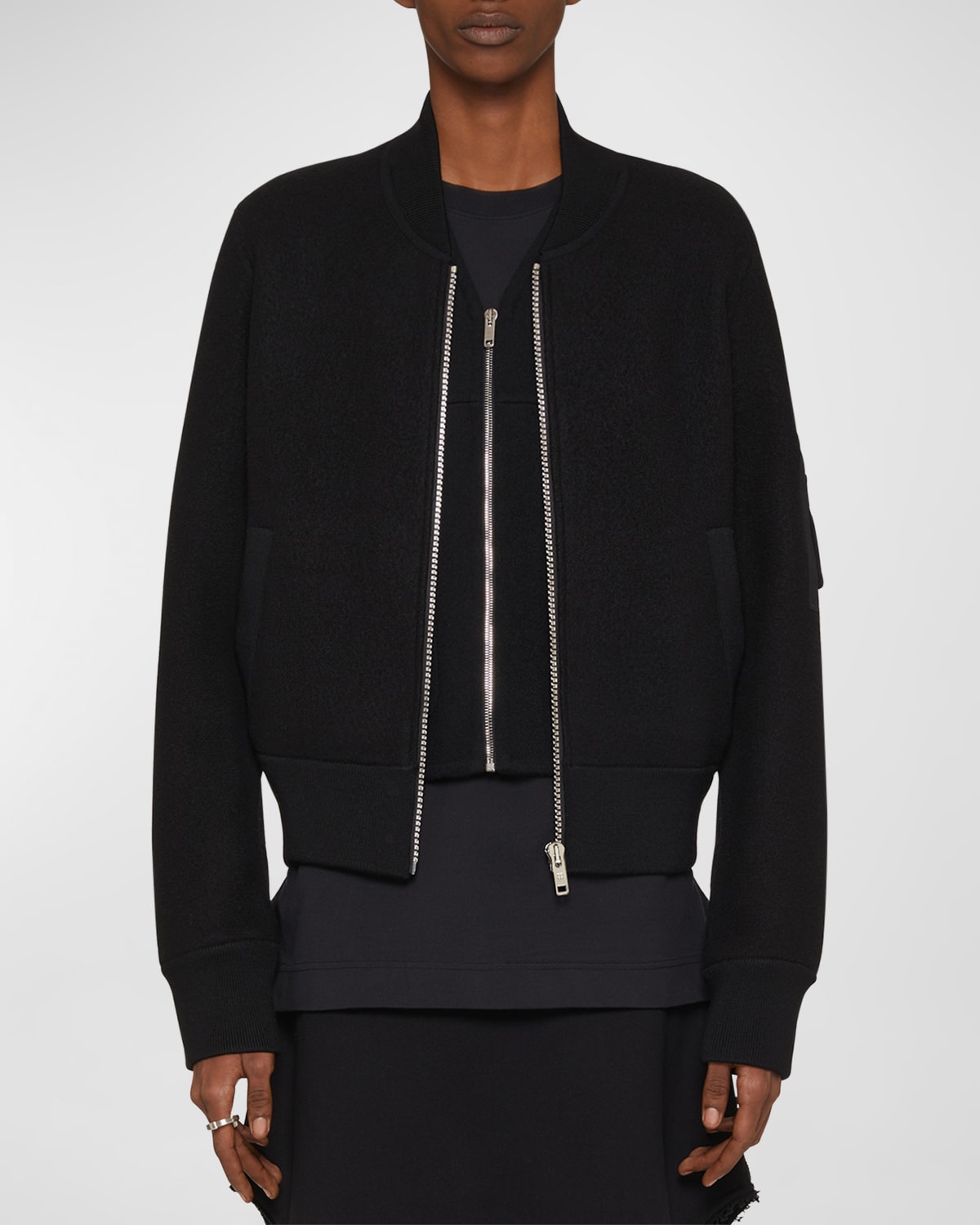 Shop Givenchy Men's Felted Wool Bomber Jacket In Black