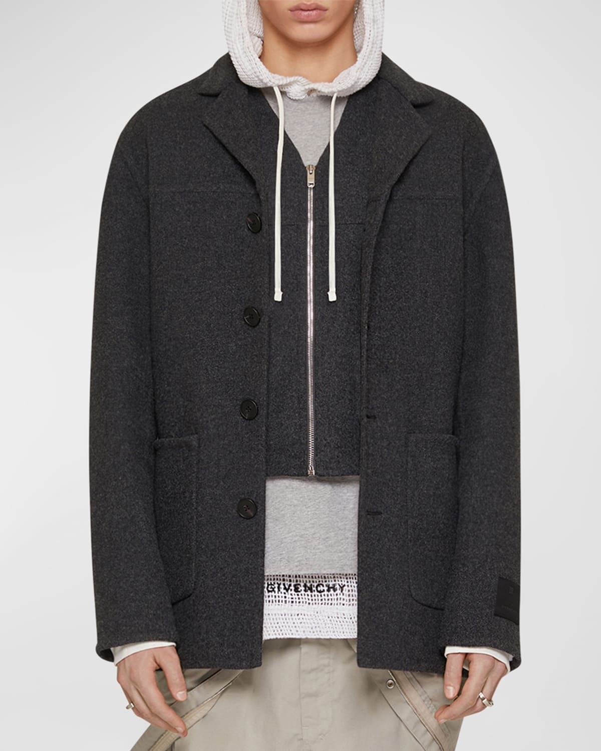 Shop Givenchy Men's Double-face Chore Jacket In Dark Grey
