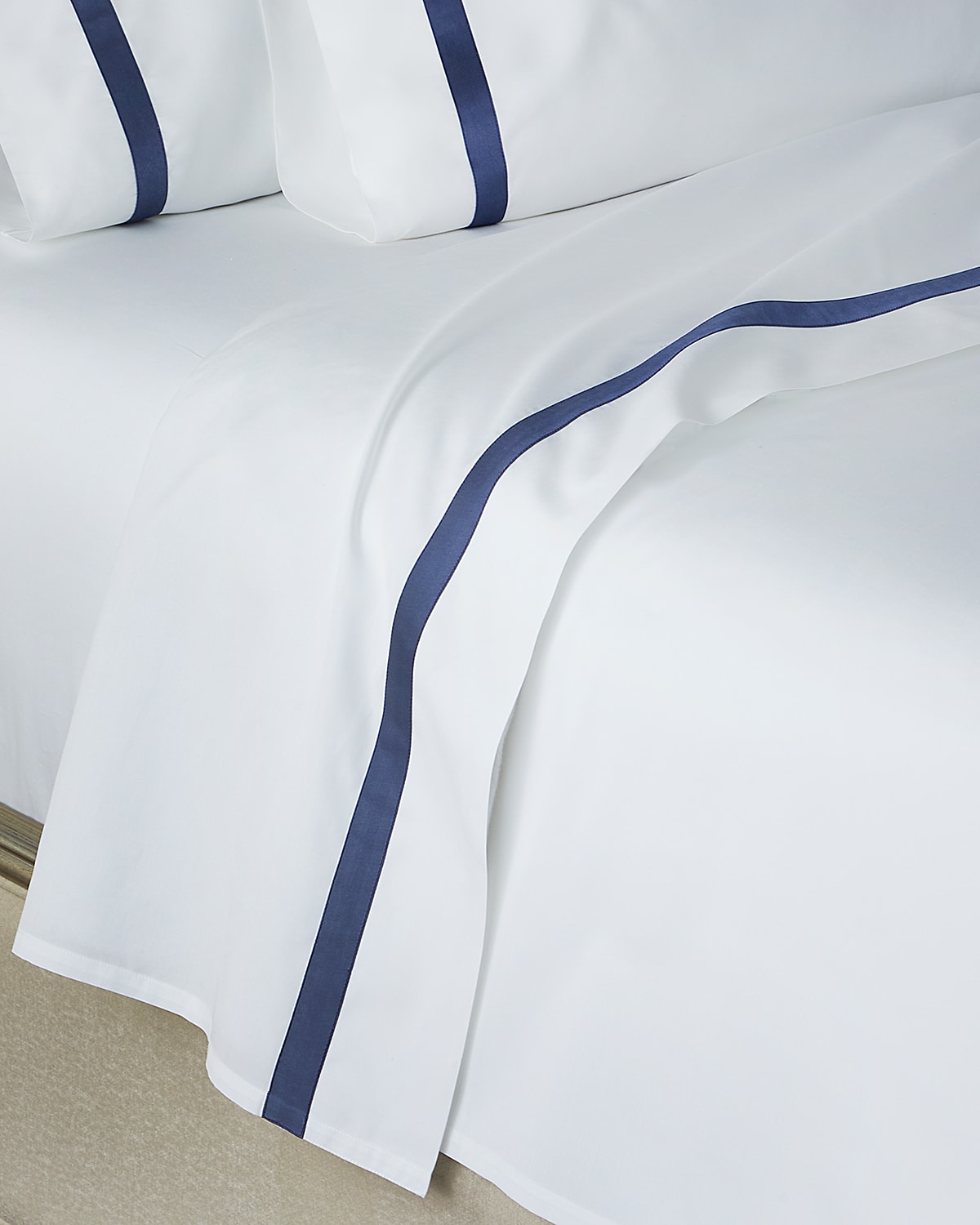 Matouk Lowell Flat Sheet, Full/queen In Steel Blue