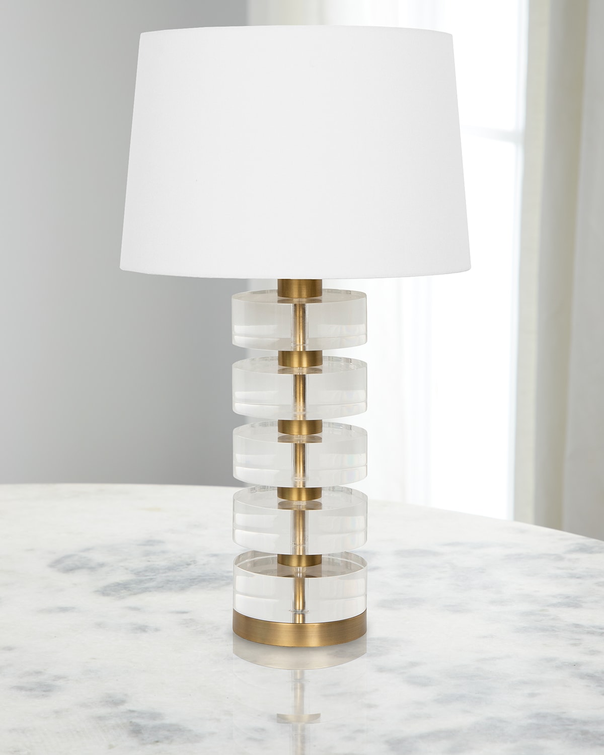 Worlds Away Cybill Bbr Table Lamp In Clear,brused Brass