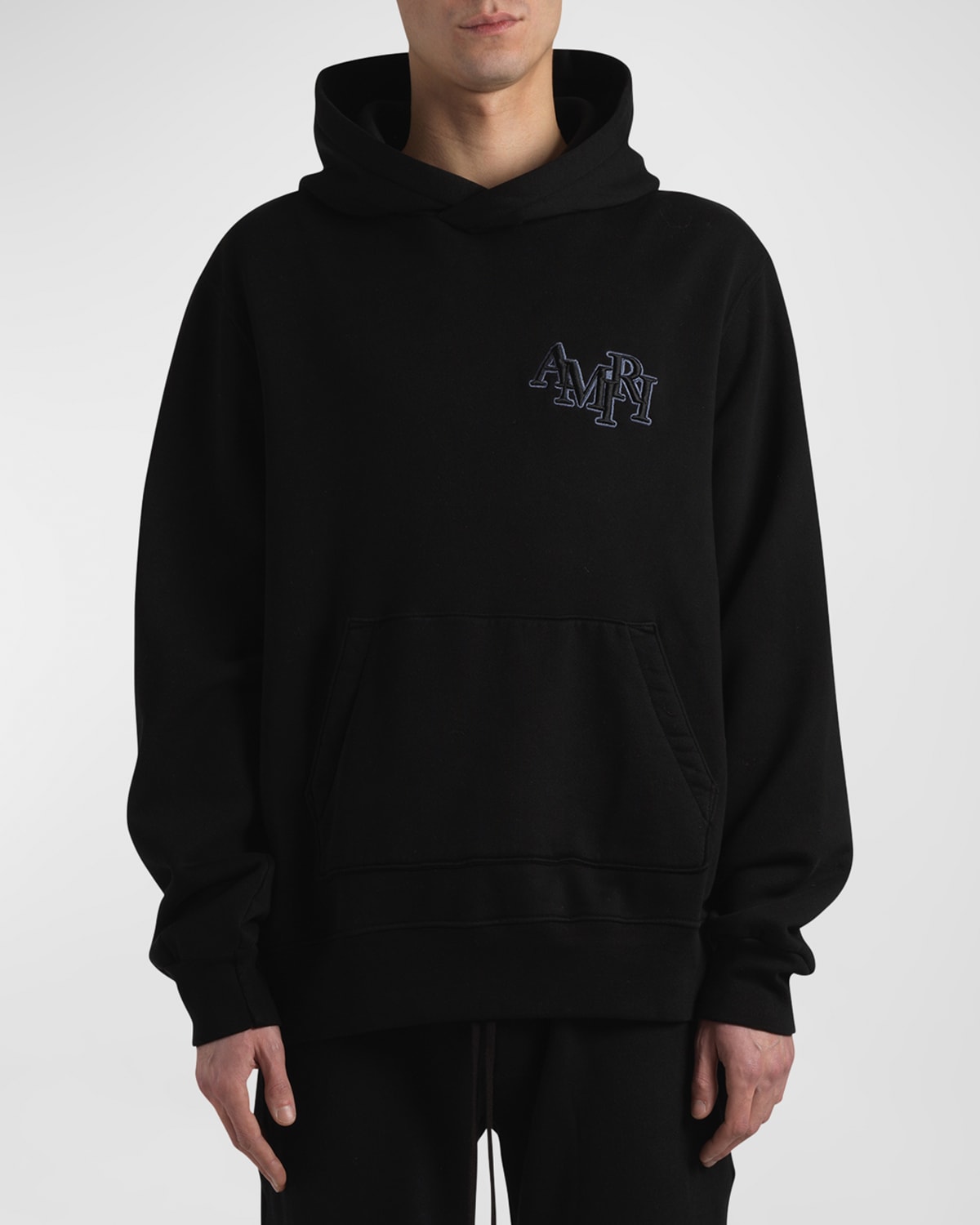 Shop Amiri Men's Staggered Logo Hoodie In Black