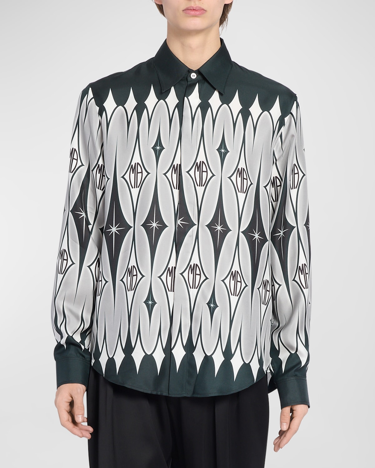 Amiri Argyle-print Silk Shirt In Black