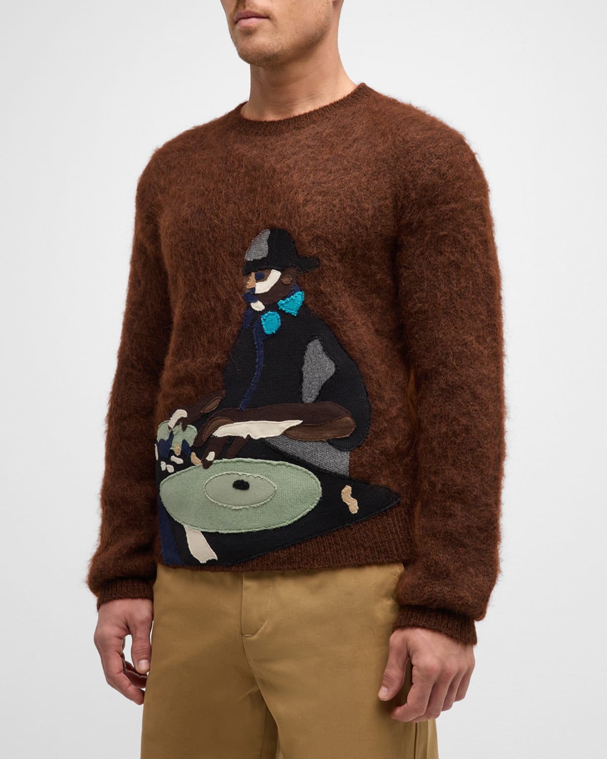Shop Amiri Men's Fuzzy Turn Table Sweater In Brown