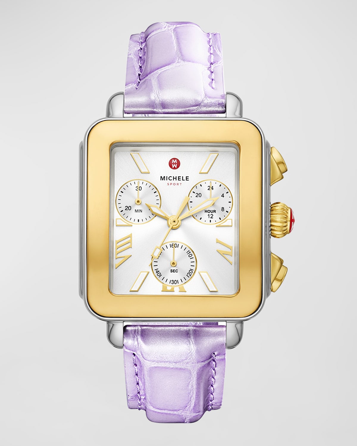 MICHELE DECO SPORT TWO-TONE LAVENDER LEATHER WATCH