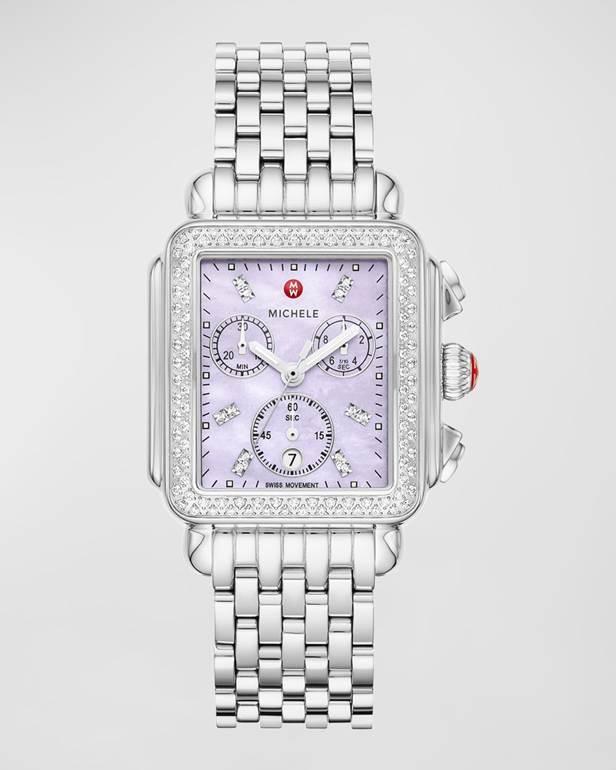 Michele Deco Stainless Steel Diamond Watch