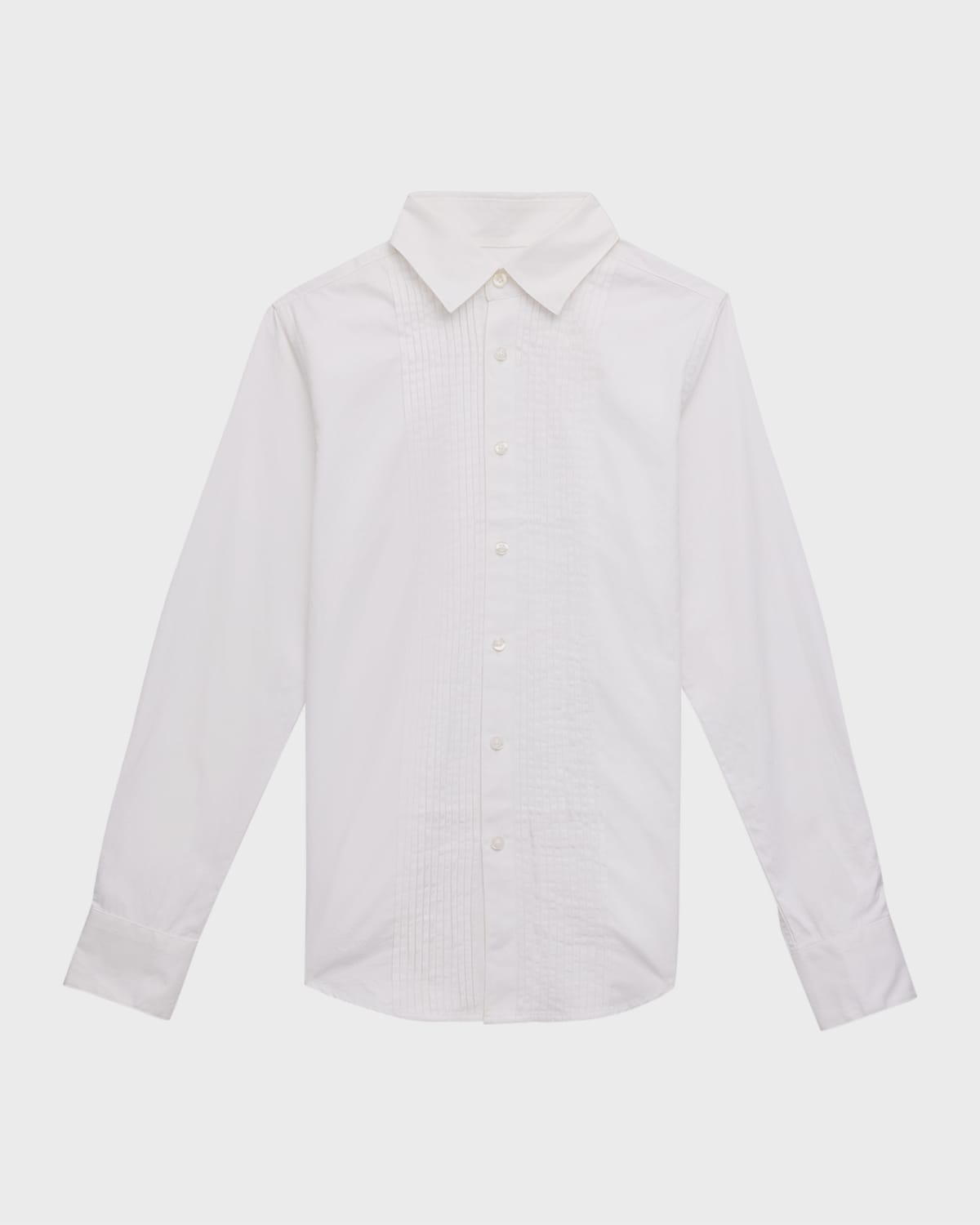 Shop Appaman Boy's Tuxedo Pleated Shirt In Plaza White