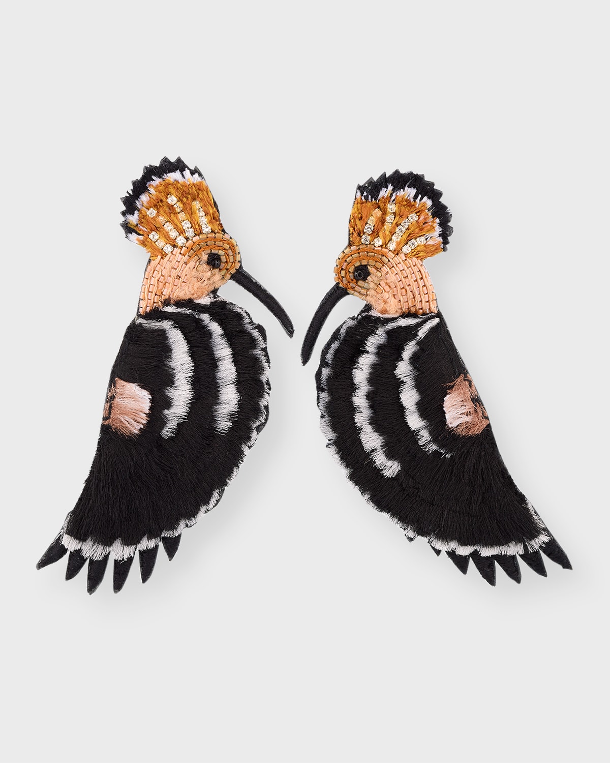 Mignonne Gavigan Hoopoe Bird Earrings In Black White