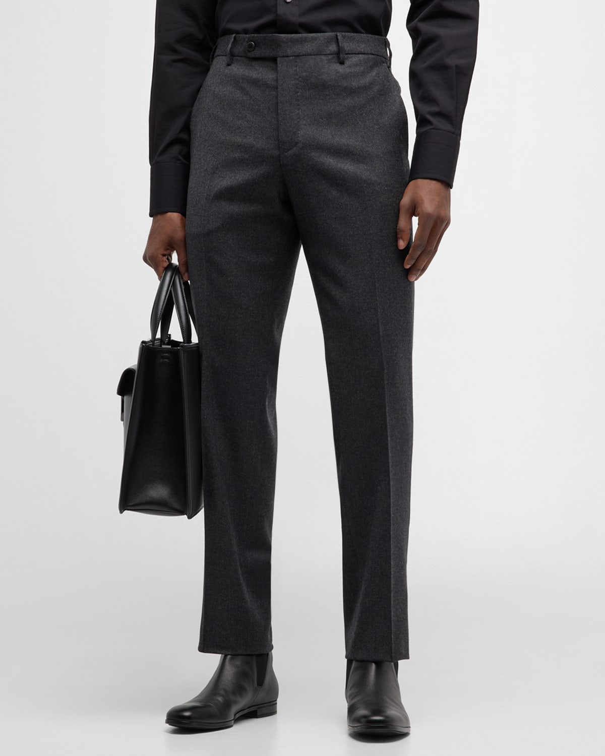Shop Zanella Men's Parker Wool-cashmere Stretch Dress Pants In Grey