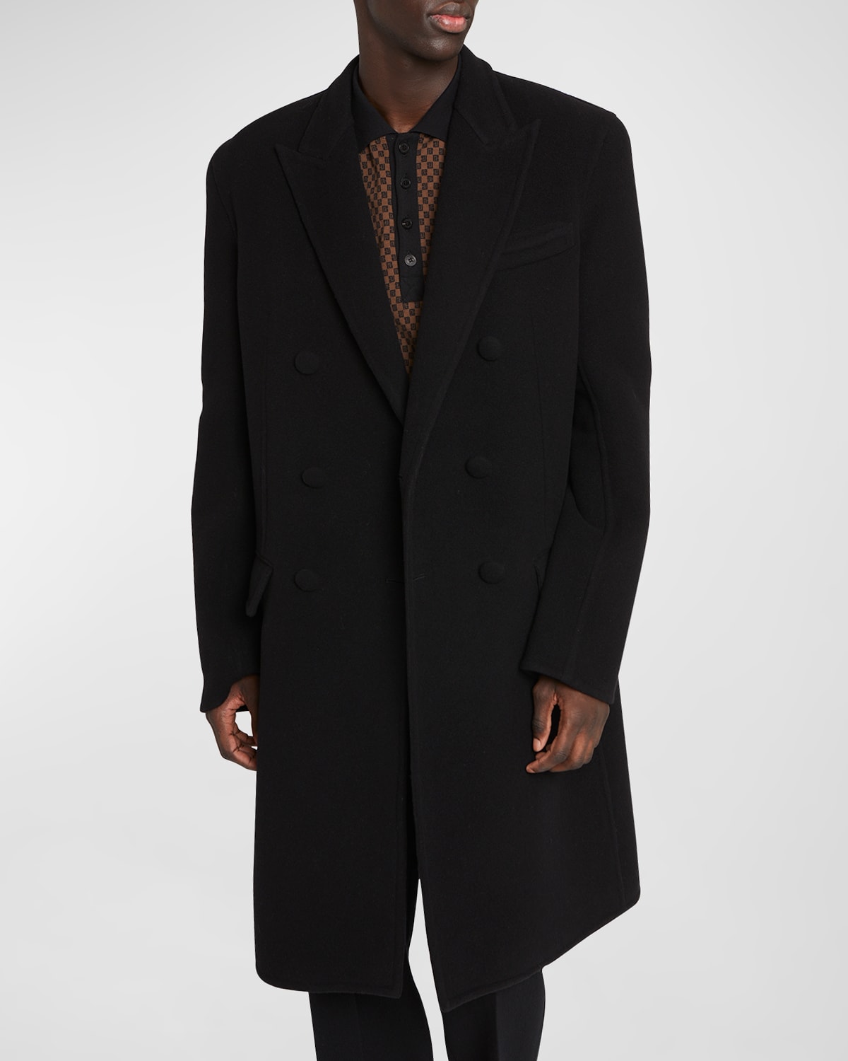 Balmain Men's Double-face Wool And Cashmere Overcoat In Black