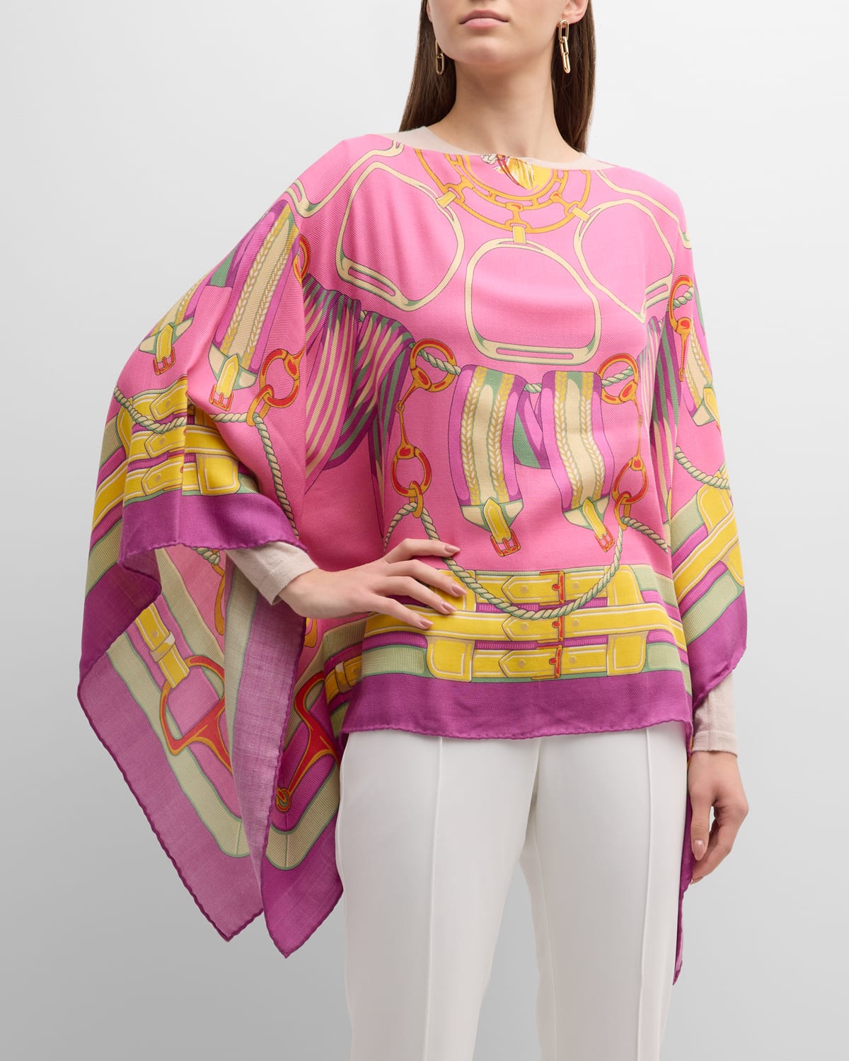 Shop Rani Arabella Stir Up Print Cashmere & Silk Scarf In Flamingo