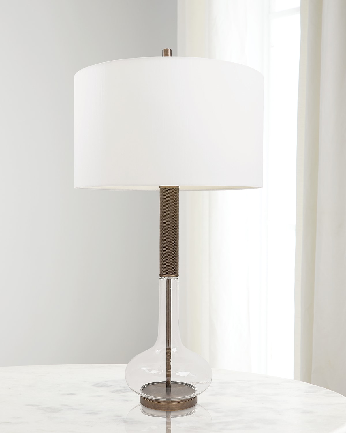 Shop Port 68 Charlie Nickel Lamp In Bronze With Glass