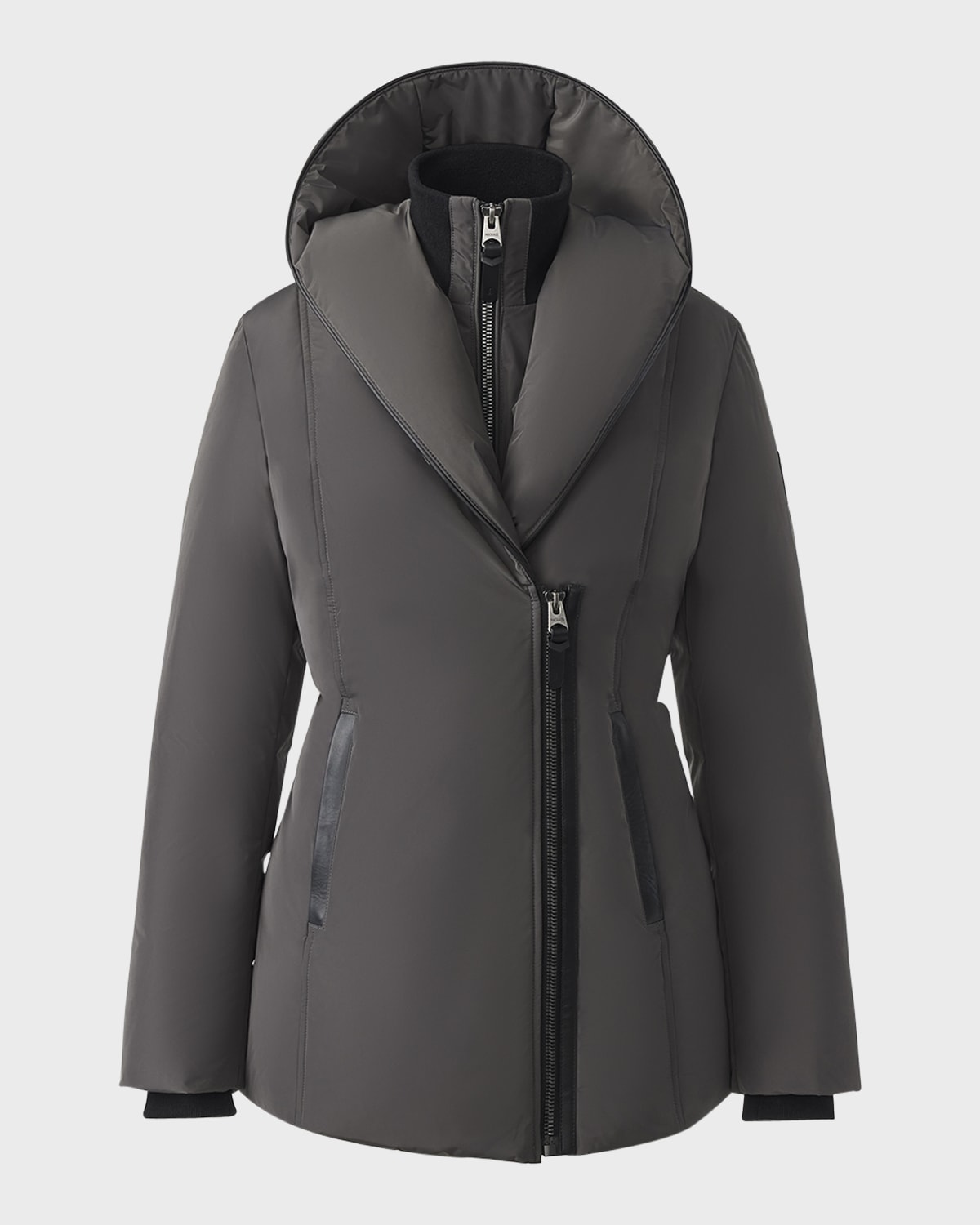 Shop Mackage Adali Hooded Down Jacket In Carbon