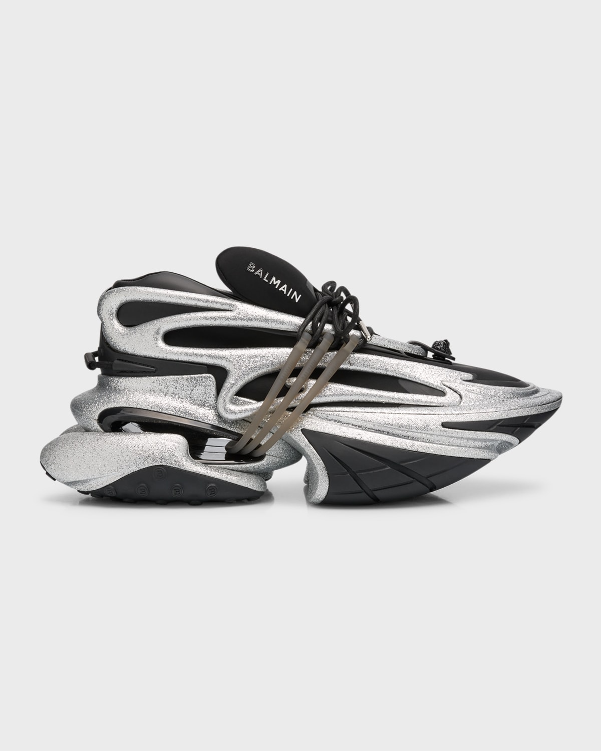 Balmain Unicorn Snekaer In Black/silver