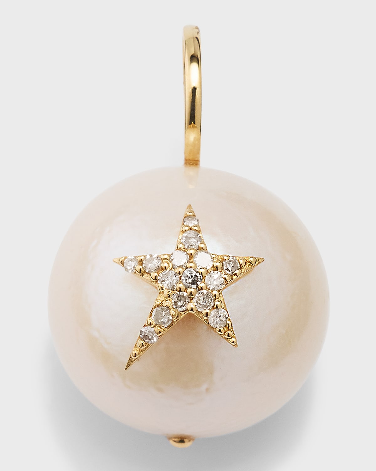 Kastel Jewelry Round Freshwater Pearl Diamond Pave Star Pendant