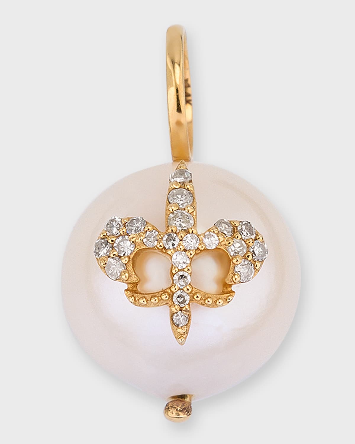 Kastel Jewelry Diamond Fleur De Lis Freshwater Pearl Pendant