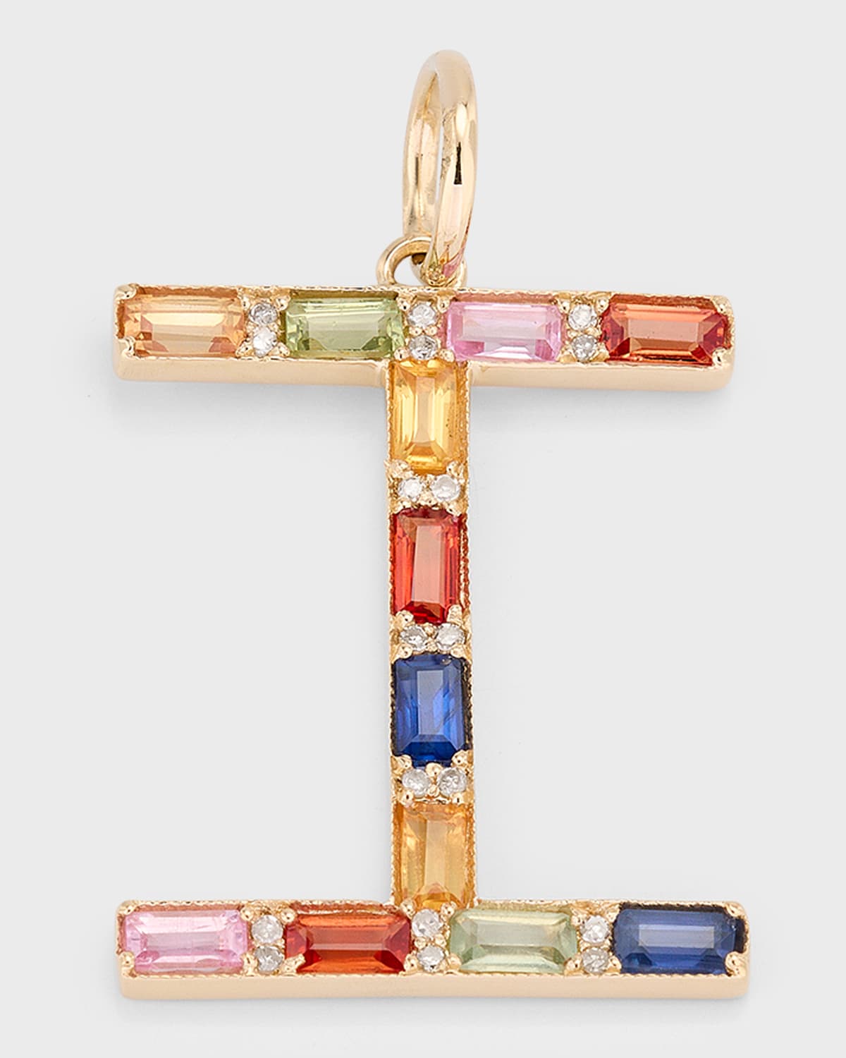 Multi-Sapphire and Diamond Initial Pendant, I