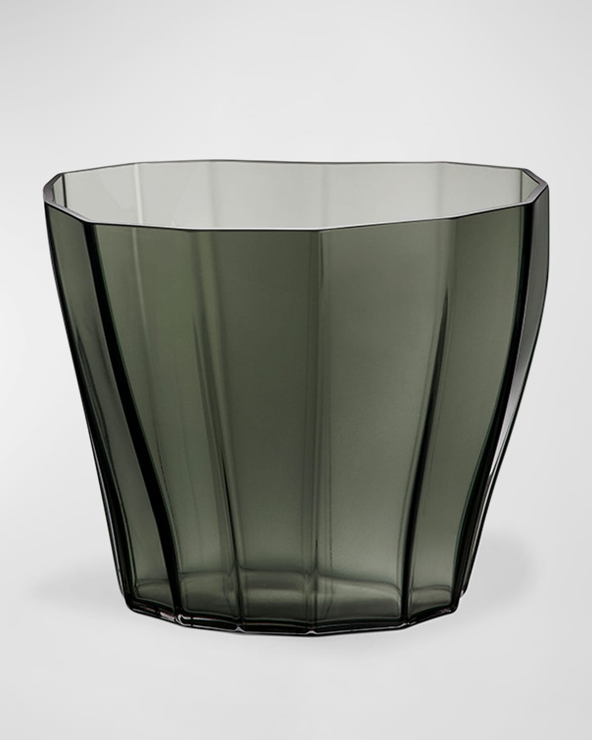 Orrefors Reed Moss Green Low Vase, 6.9"