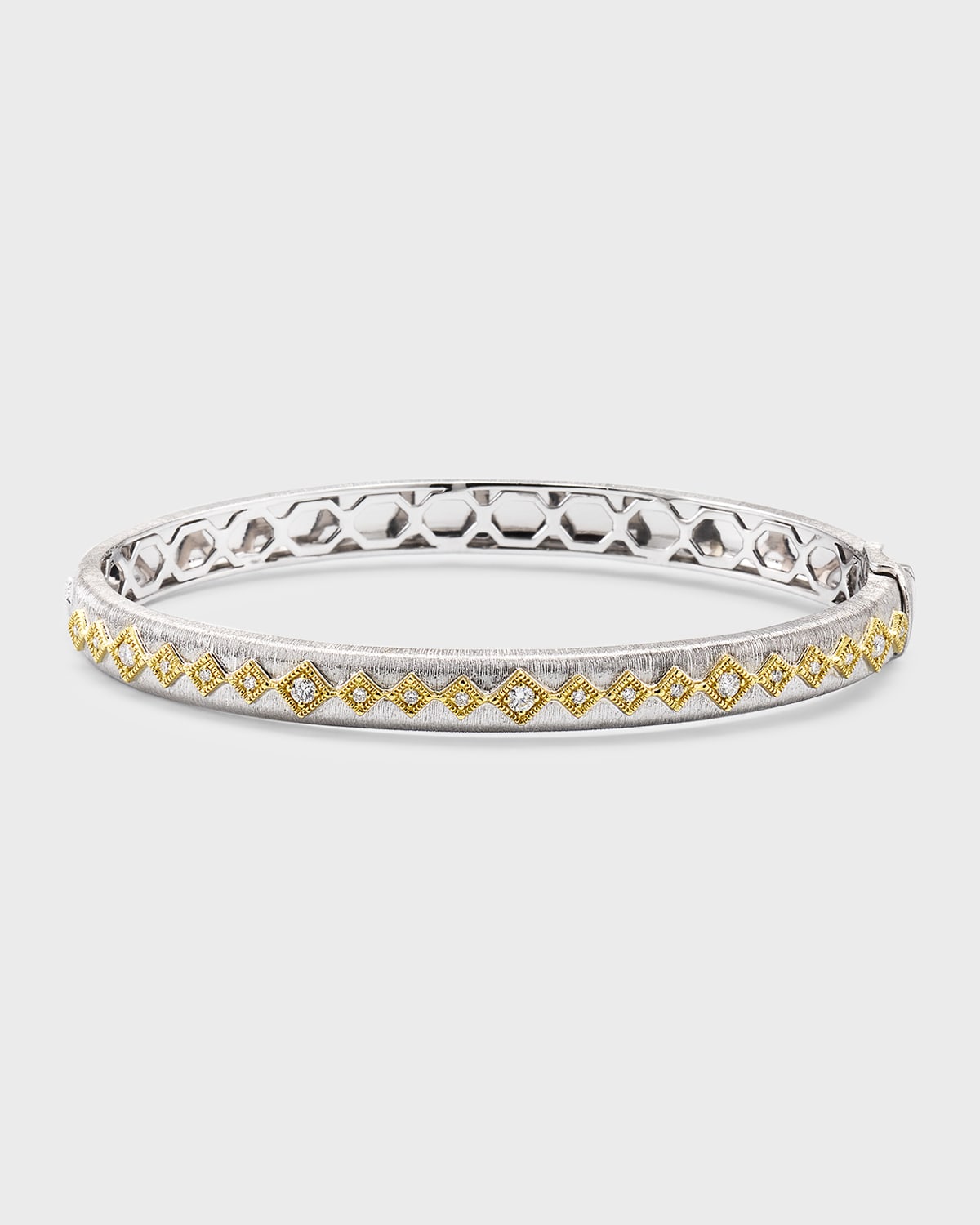 Mixed Metal Diamond Kite Milgrain Bangle