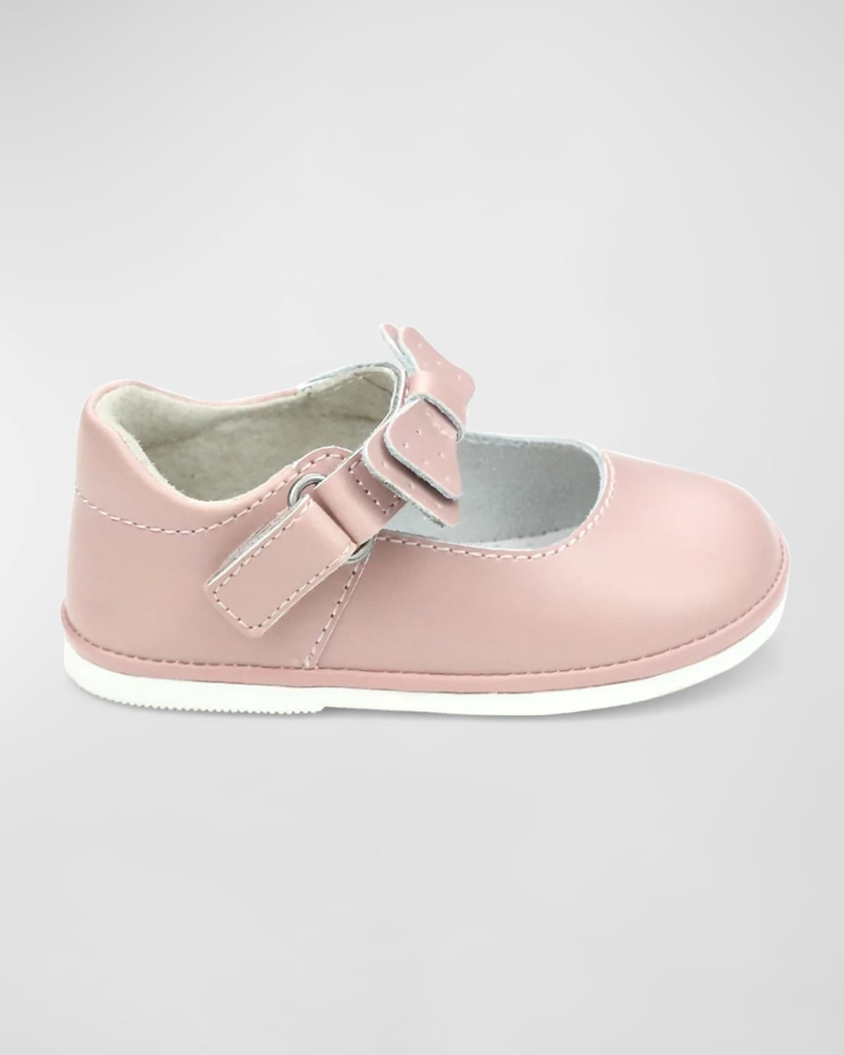 L'amour Shoes Kids' Girl's Ava Bow-strap Mary Jane Flats, Baby In Dusty Pink