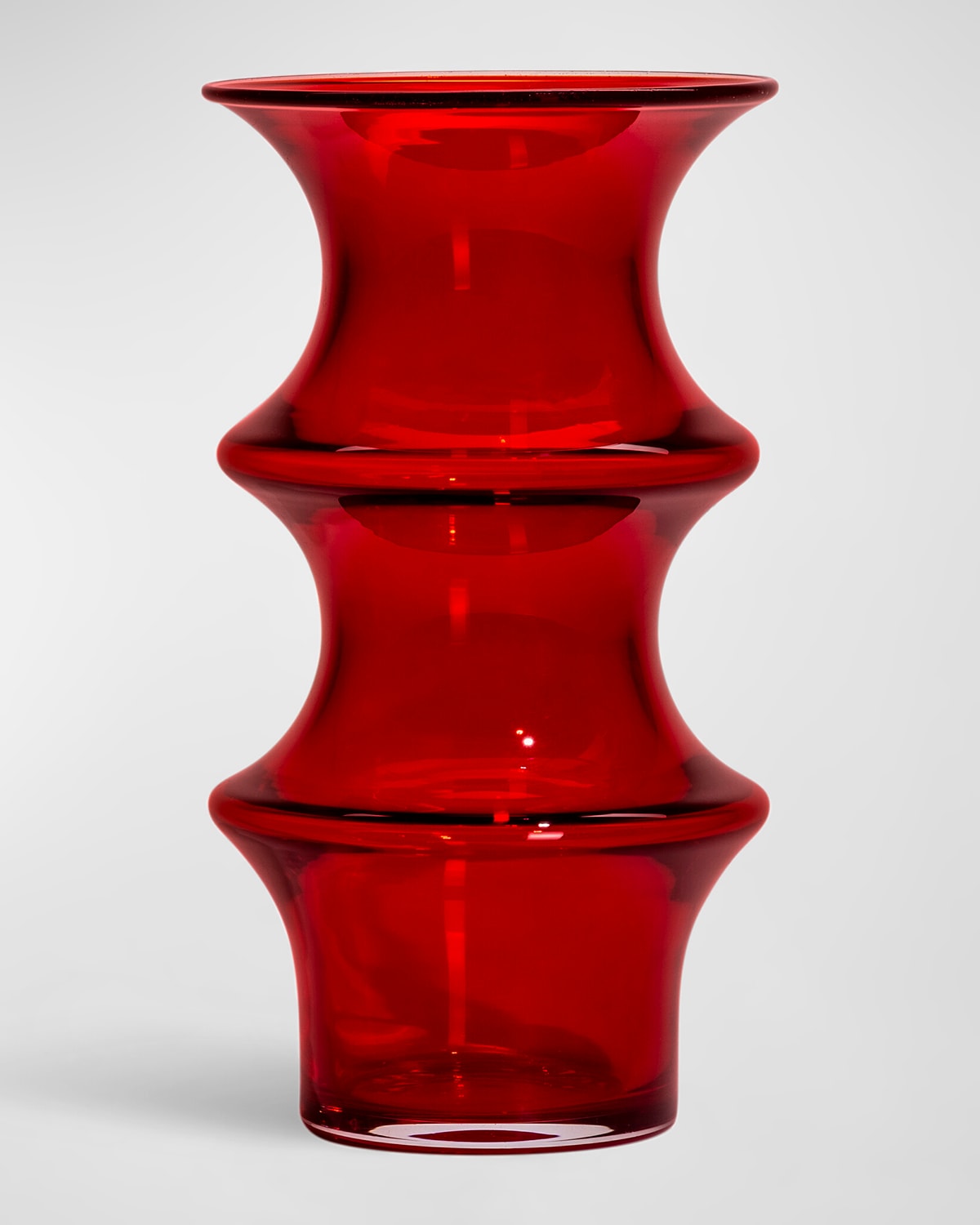 Kosta Boda Pagod Large Clear Vase, 10" In Red