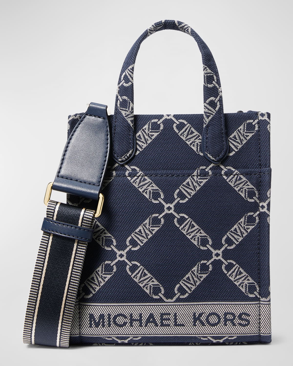Michael Kors Black and Grey Leather Monogram Handbag For Sale at