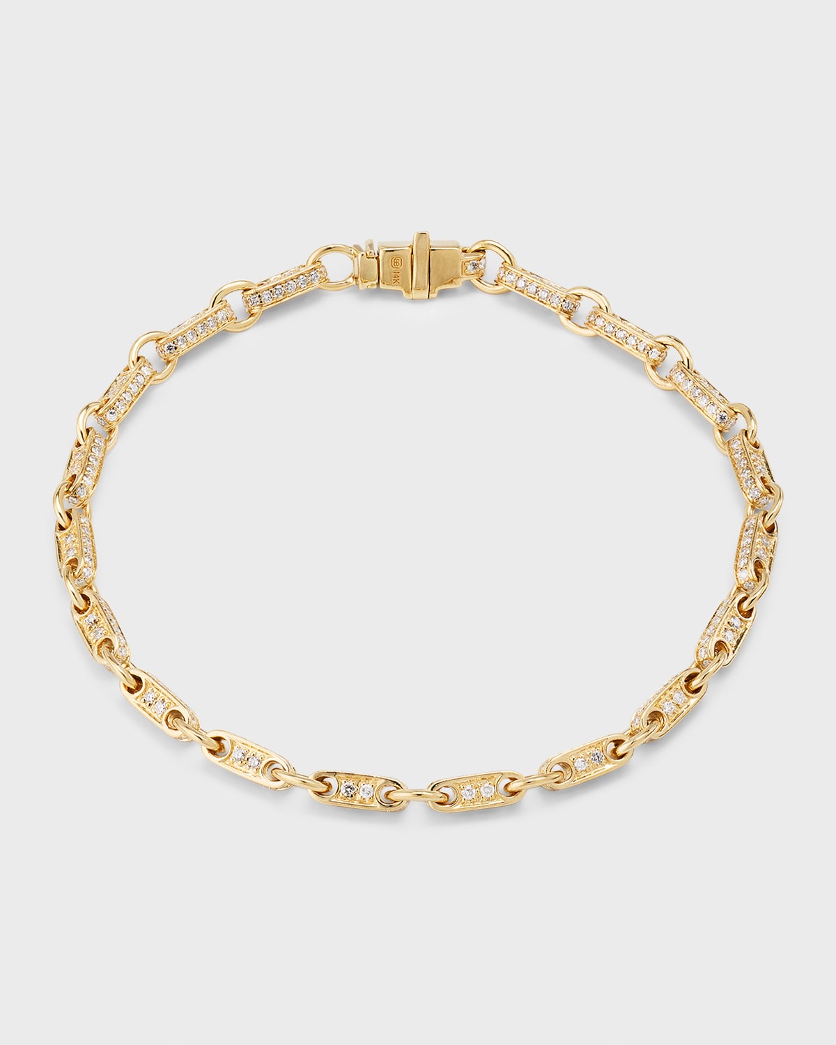 Men's 14K Rectangle Diamond Pave Chain Bracelet