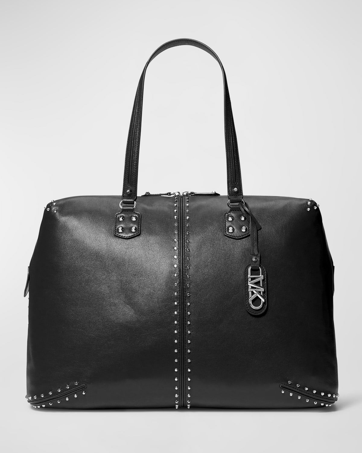 Shop Michael Michael Kors Xl Weekender Studded Leather Weekender Bag In Black