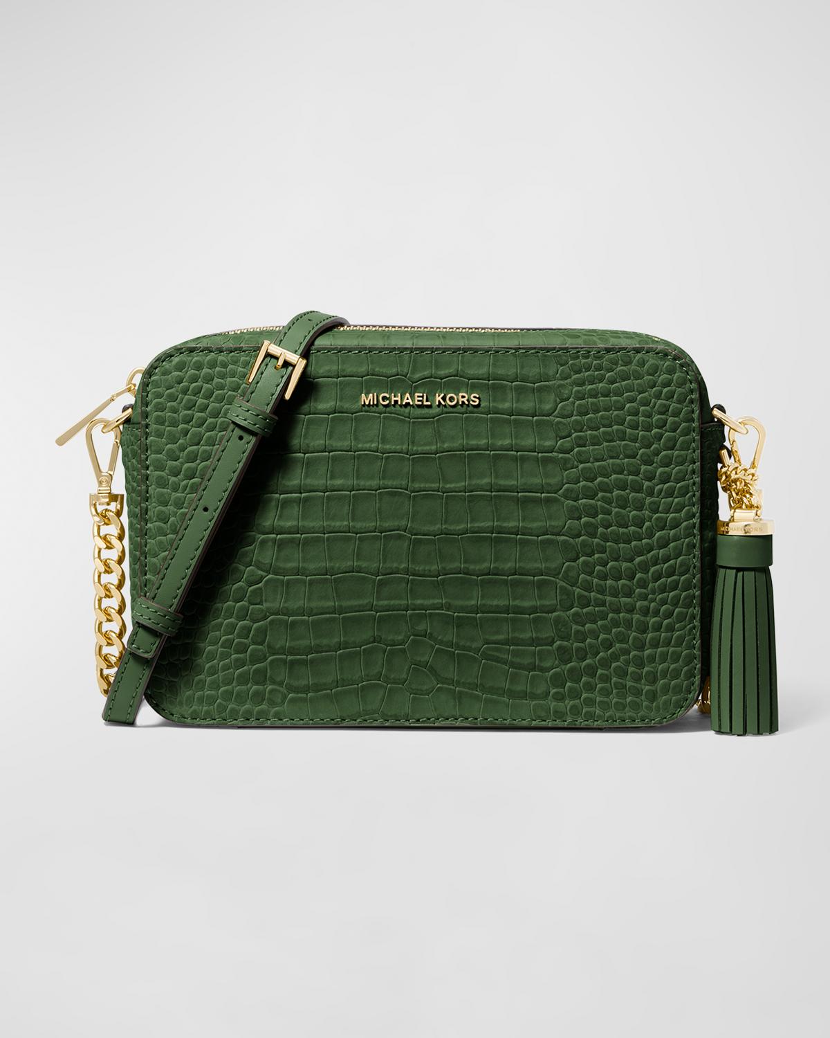 Michael Michael Kors Jet Set Medium Moc-croc Camera Crossbody Bag In ...