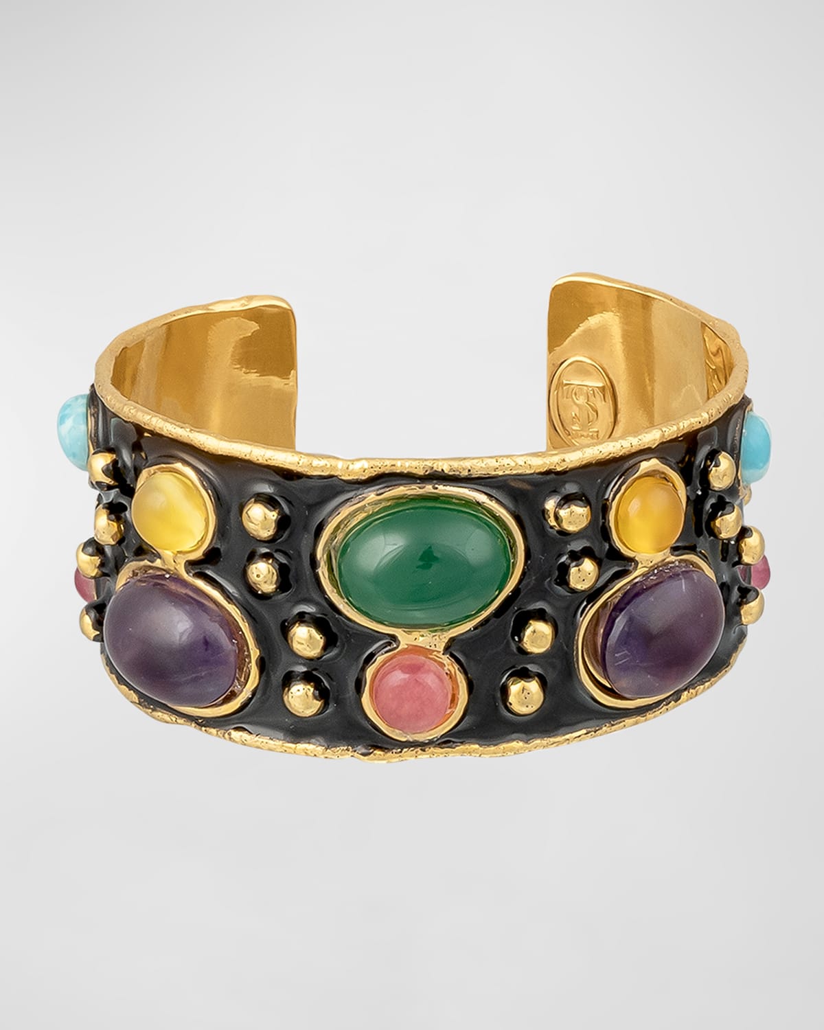 Byzantine Cuff Bracelet with Amethyst and Onyx