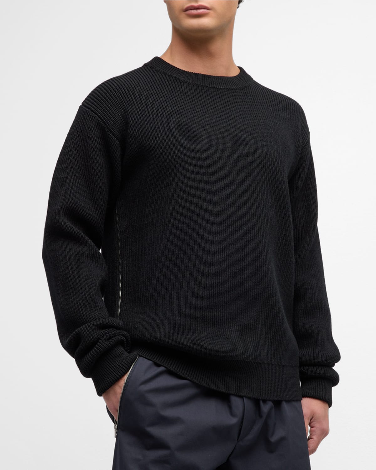 Men's Wool Sweater with Side Zippers