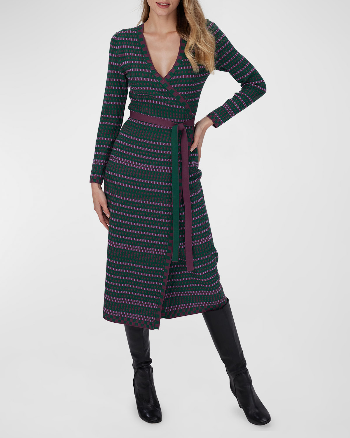 Barby Geometric-Print Midi Wrap Dress