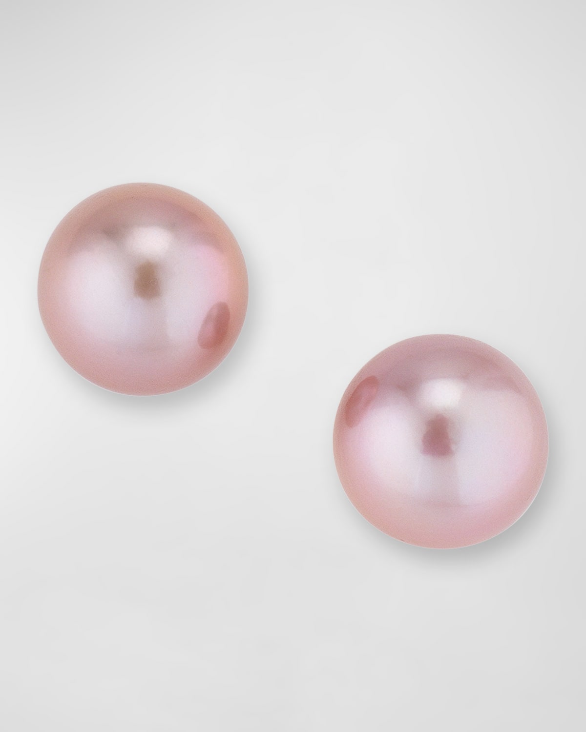 18K White Gold Purple Pearl Stud Earrings, 12mm