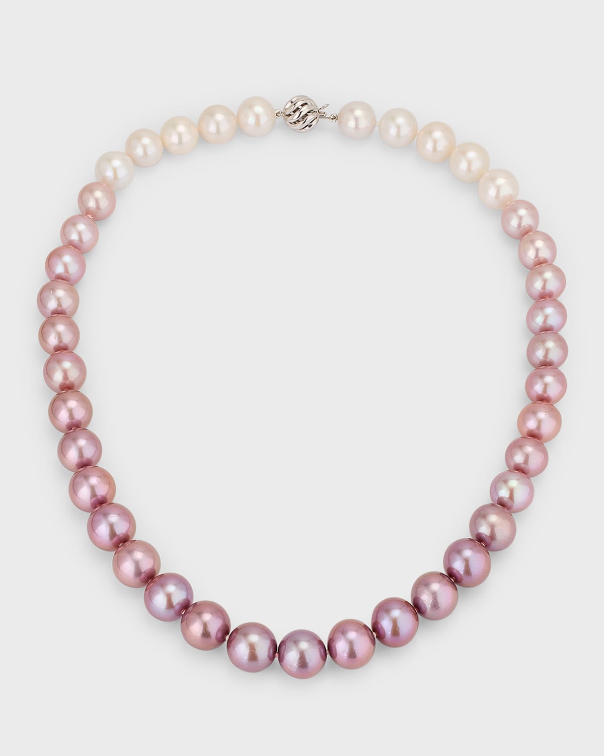 18K White Gold Purple Ombre Pearl Necklace, 10-12mm