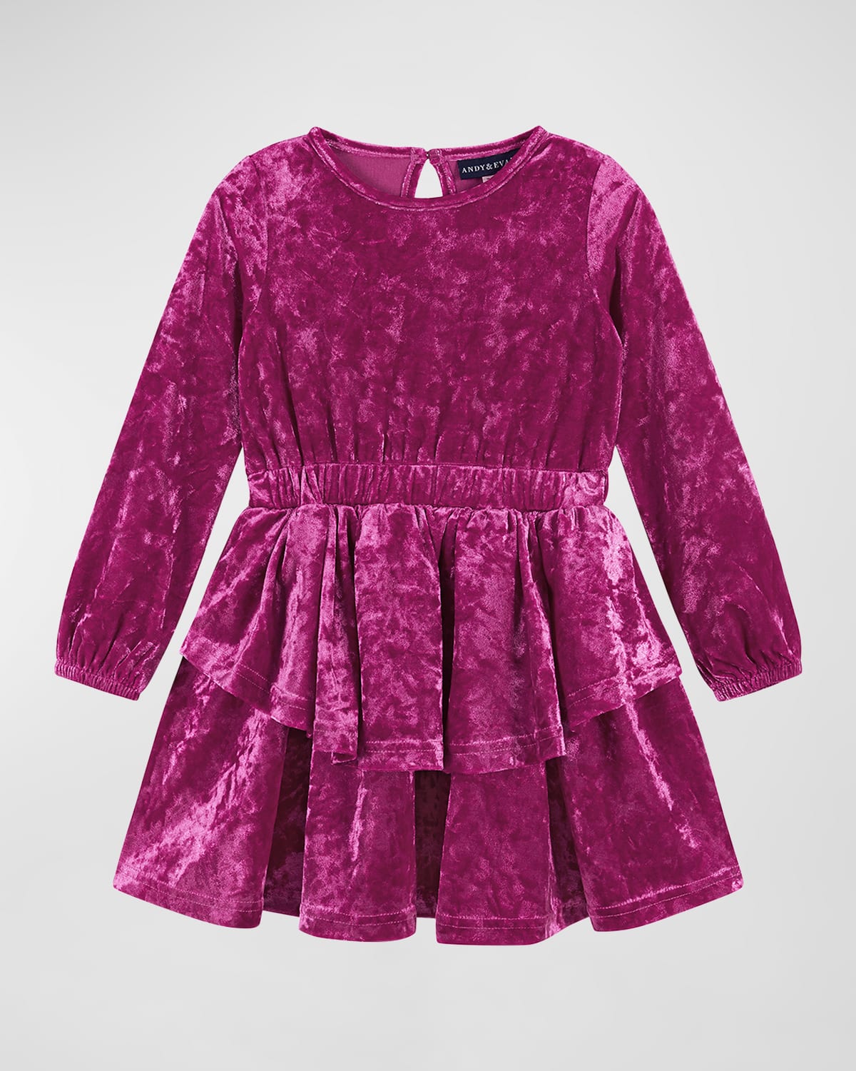 Shop Andy & Evan Girl's Velvet Ruffle Trim Dress In Crushed Pink