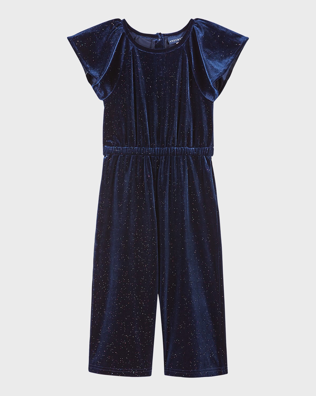 Shop Andy & Evan Girl's Glitter Jumpsuit In Navy Party