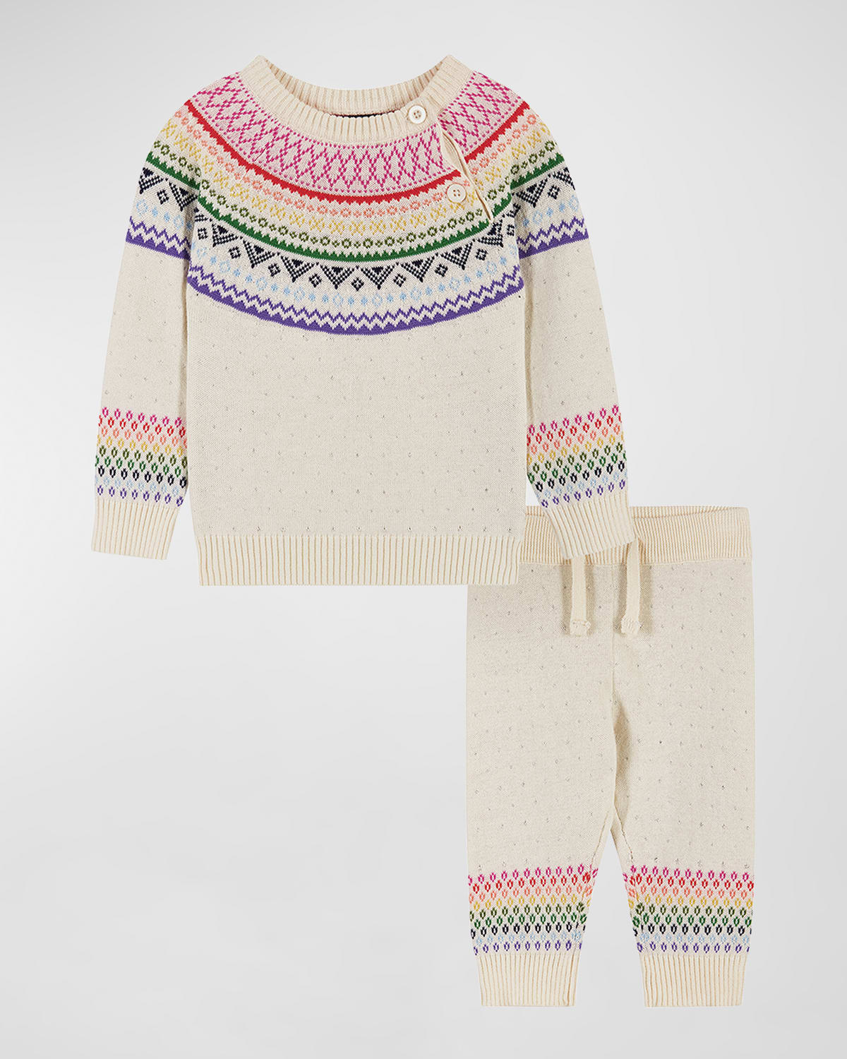 Andy & Evan Kids' Girl's Winter Sweater And Pants Set In Cream White