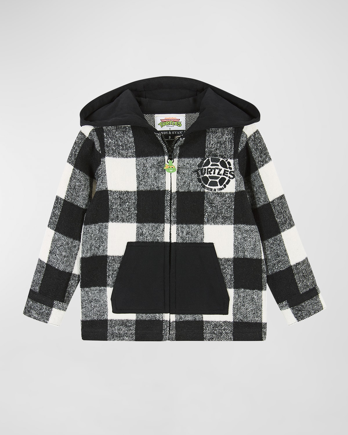 Andy & Evan Boy's Teenage Mutant Ninja Turtles Buffalo Check Shacket In Black Check