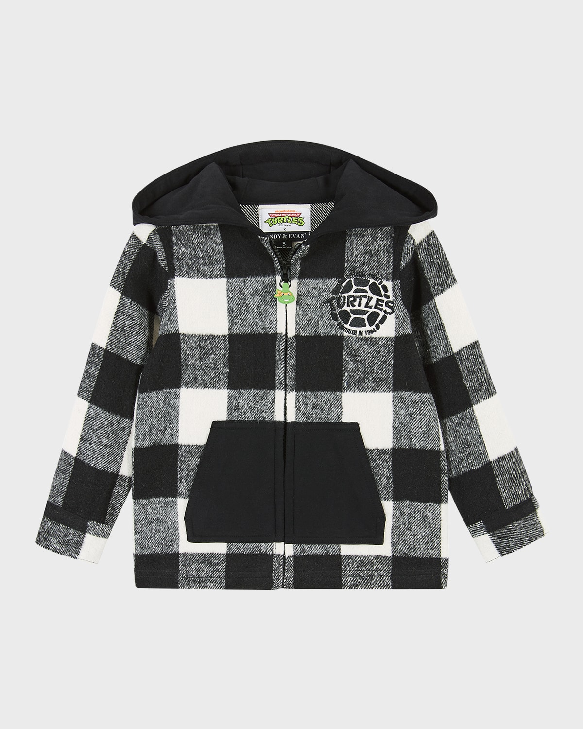 Andy & Evan X Teenage Mutant Ninja Turtles Check-print Shacket In Black Check