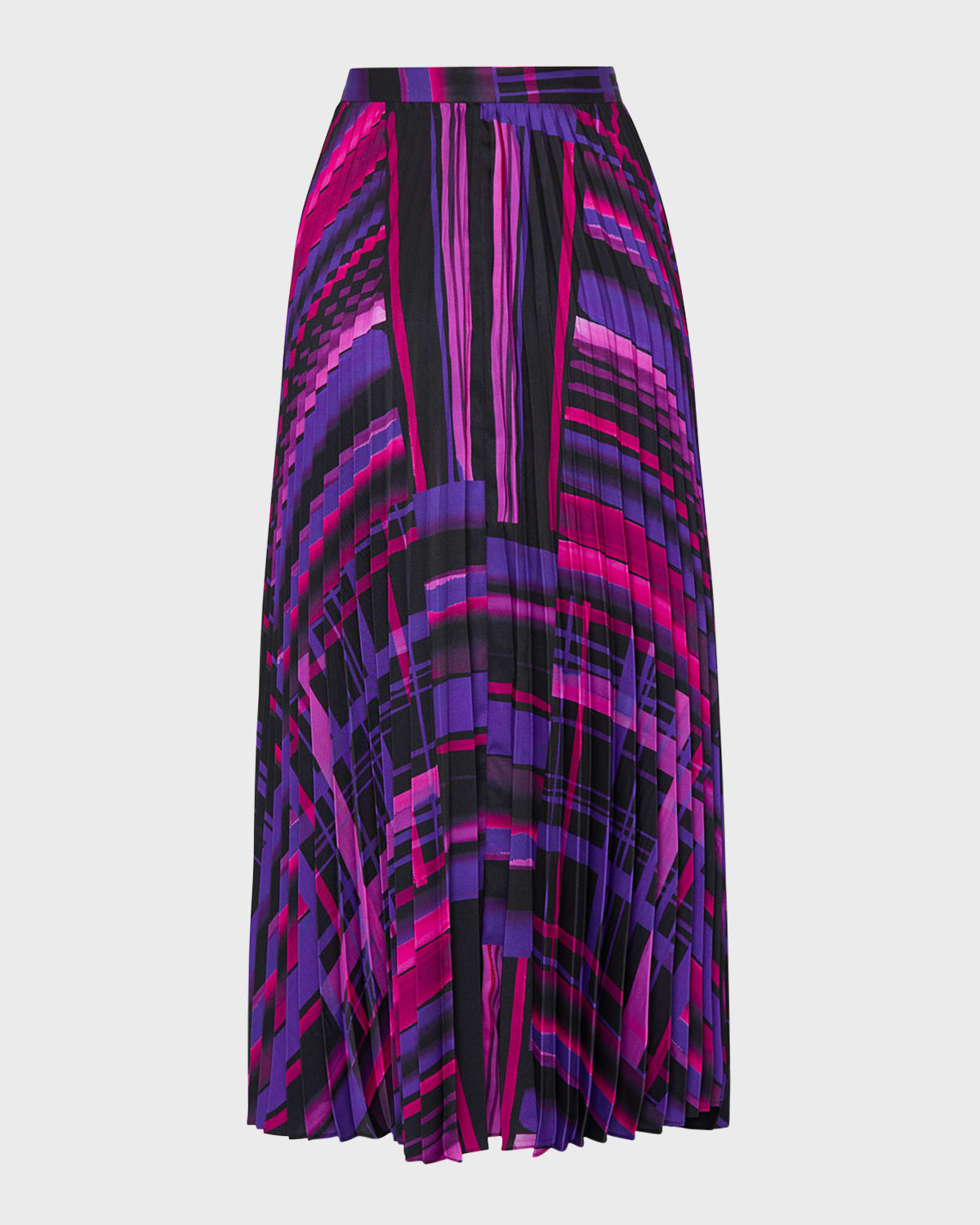 Milly Otha Pleated Geometric-print Midi Skirt In Purple Multi
