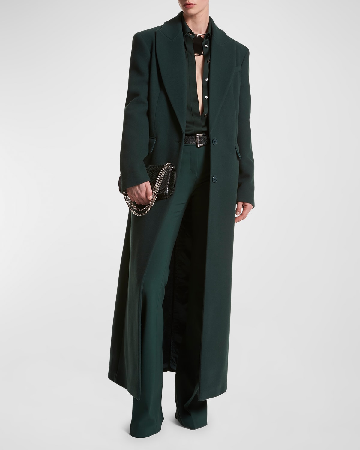 Single-Breasted Wool Chesterfield Long Coat