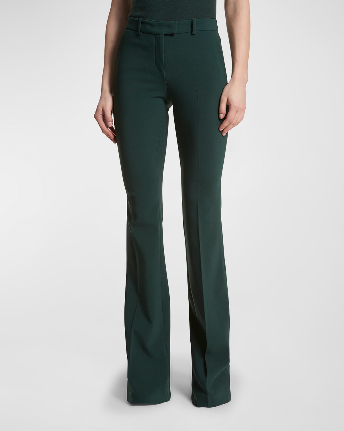 Michael Kors Haylee Flare-leg Crepe Trousers In Forest