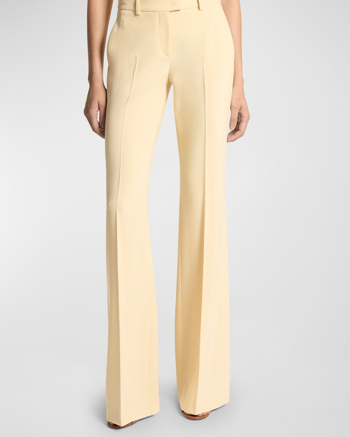 Michael Kors Haylee Flare Crepe Trousers In Parchment
