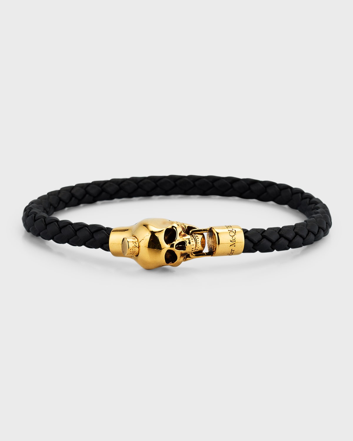 Men's Braided Leather Skull Bracelet