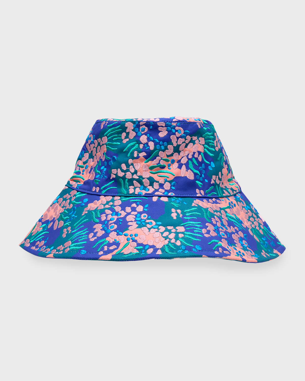 Lele Sadoughi Embroidered Bucket Hat In Sea Reef