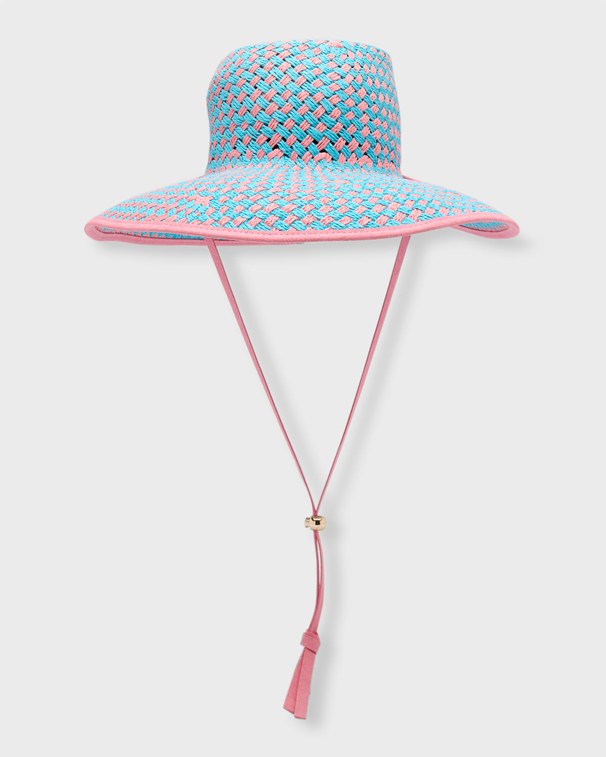 Lele Sadoughi Brielle Checkered Straw Hat In Melon Breeze