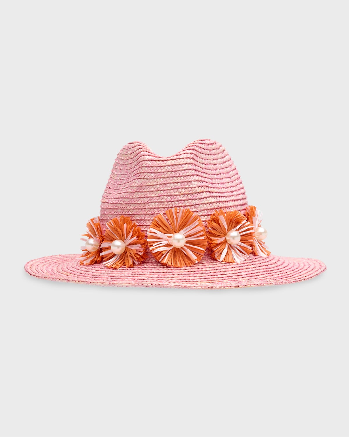 Lele Sadoughi Confetti Embellished Straw Hat In Coral Sunset