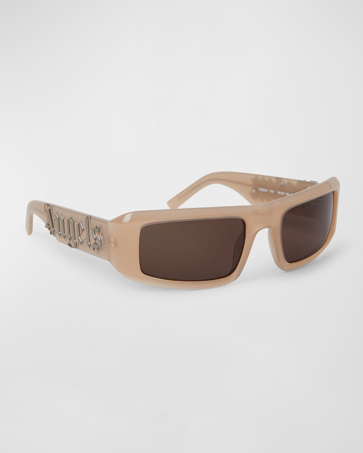 Shop Palm Angels Kerman Brown Acetate & Metal Wrap Sunglasses In Nude Brown