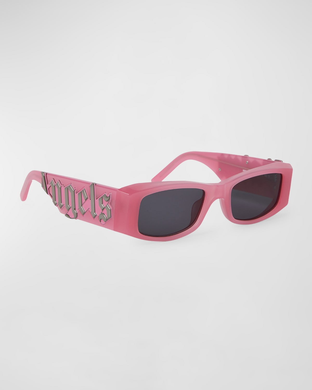 Shop Palm Angels Angel Acetate & Metal Rectangle Sunglasses In Pink