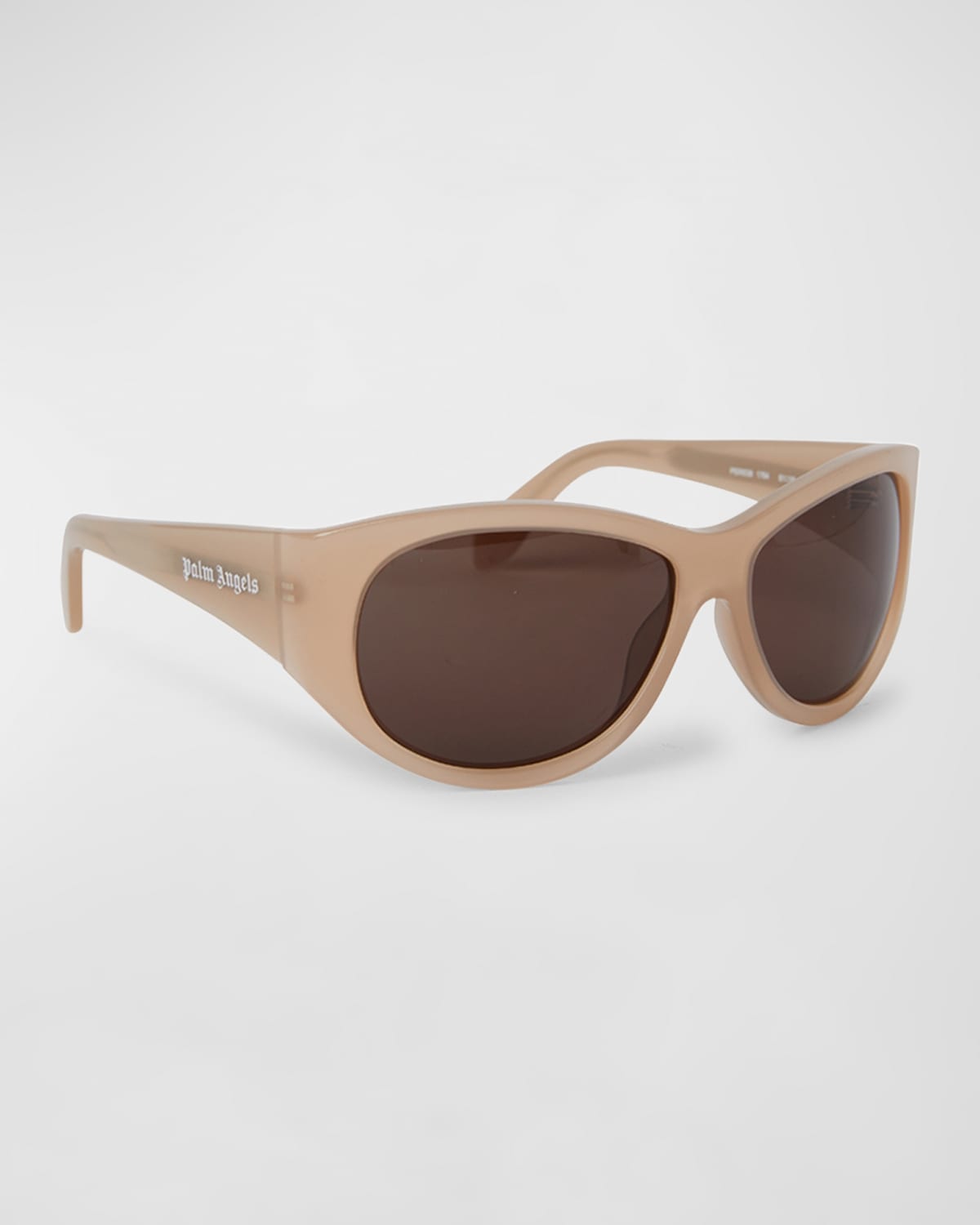 Palm Angels Gridley Brown Acetate Oval Sunglasses In Nude Brown