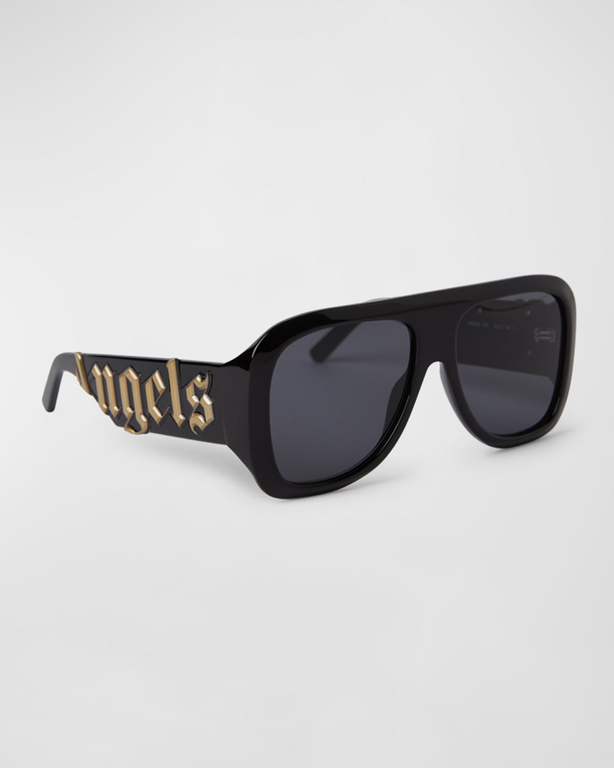 Shop Palm Angels Sonoma Black Acetate & Metal Aviator Sunglasses